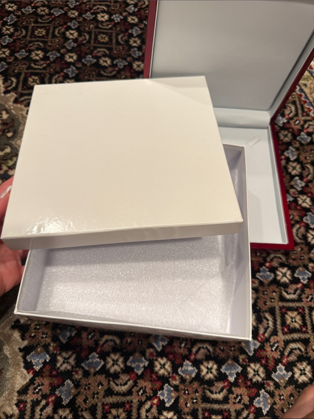 Red  wooden Jewelry Display Box with White Interior - Picture 6 of 9